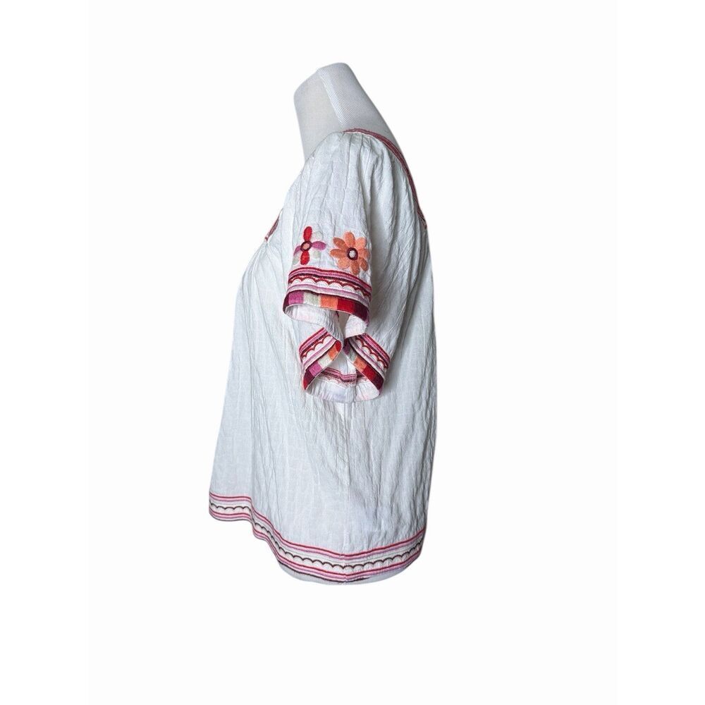 Madewell Embroidered Sandblossom Top in white cotton gauze‎ Women’s XS Oversized - Picture 4 of 9